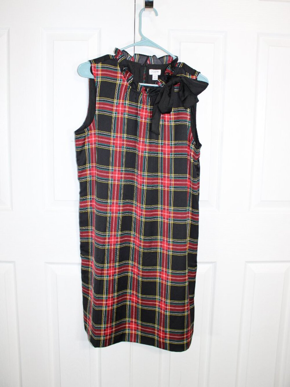 NWT J.Crew Tartan Plaid Sleeveless Midi Dress with Bow-Neck Tie